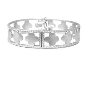 Silver Clover Bangle Bracelet